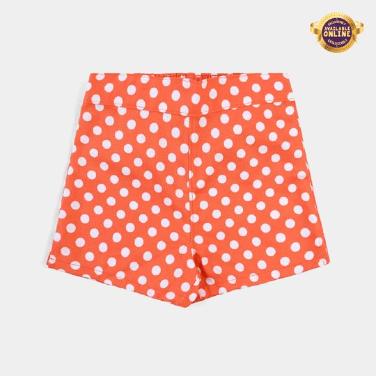 Infant Girls Poly Cotton Shorts (Polka Dot) - Orange