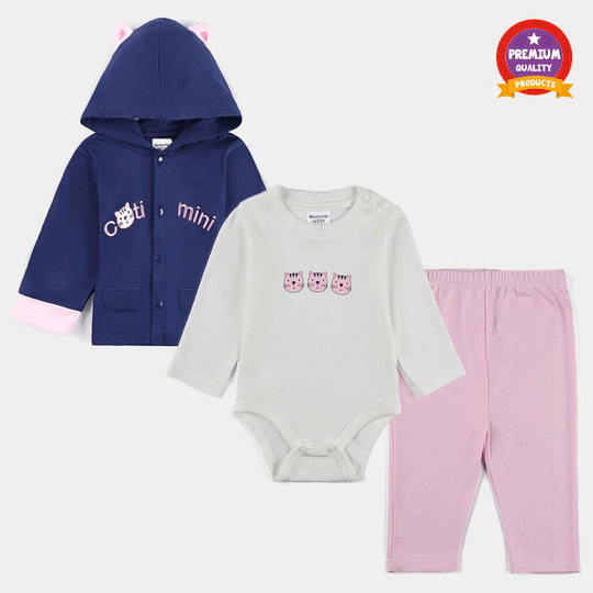 Infant Girls Cotton Interlock Set 3 PCS