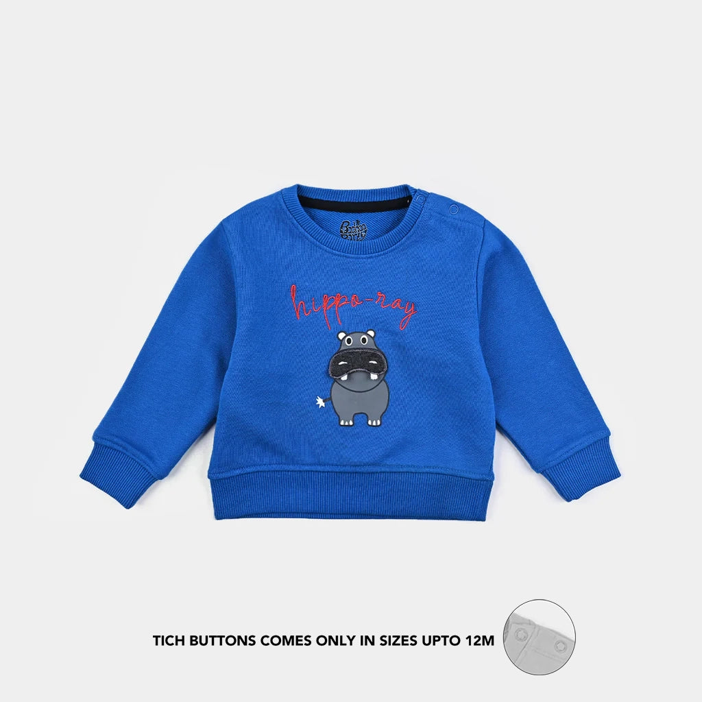 Infant Boys Cotton Terry Sweatshirt Hippo Day-Blue
