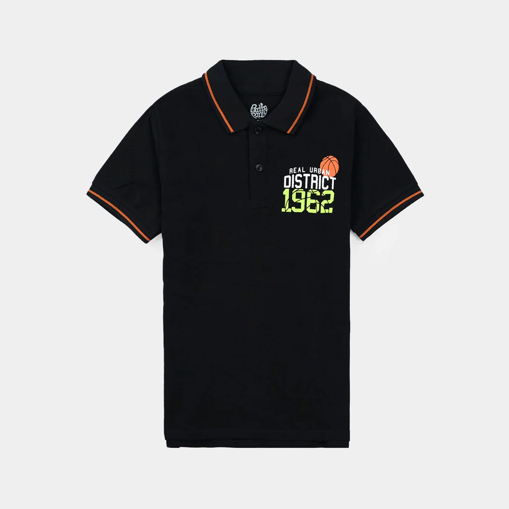 Boys Jumbo Pique Polo Urban District - Jet Black