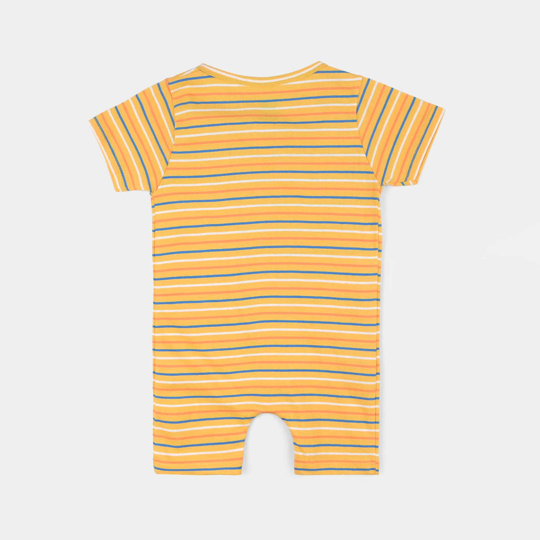 Infant Boys Cotton Interlock Knitted Romper Jungle Friend - Yellow