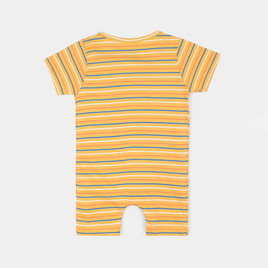 Infant Boys Cotton Interlock Knitted Romper Jungle Friend - Yellow