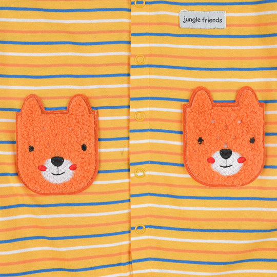 Infant Boys Cotton Interlock Knitted Romper Jungle Friend - Yellow