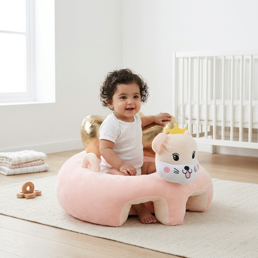 Cartoon Baby Floor Seat/Support Sofa Seat 3M+ | 542-Peach
