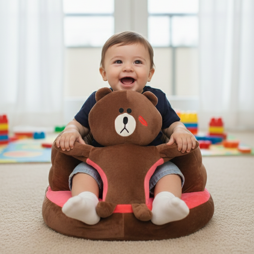 Cartoon Baby Floor Seat/Support Sofa Seat - 6M+ |  1475-Brown