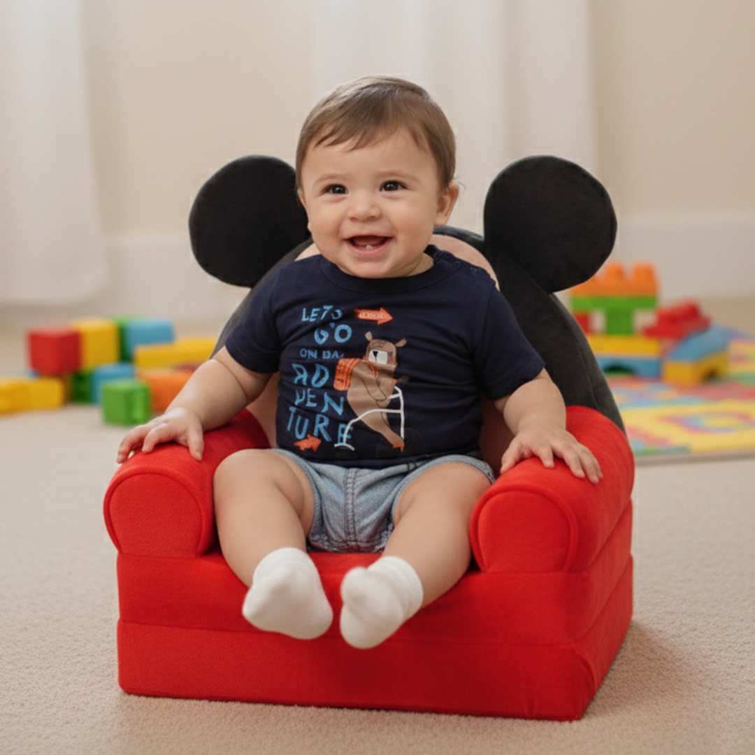 Adorable Kids Foldable Sofa Seat -Red