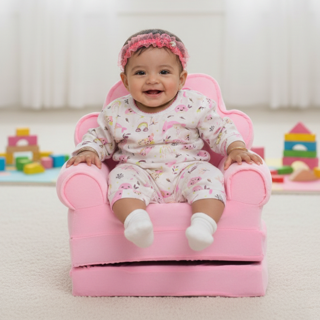Adorable Kids Foldable Sofa Seat - 18M+ | 547-Pink