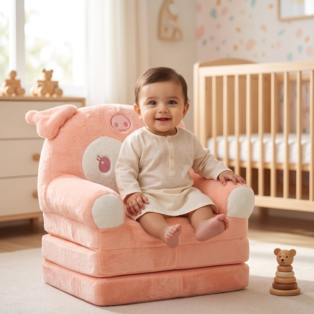 Adorable Kids Foldable Sofa Seat - 18M+ | 1465-Peach