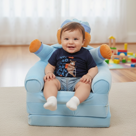 Adorable Kids Foldable Sofa Seat - 18M+ | 547-Blue/Brown