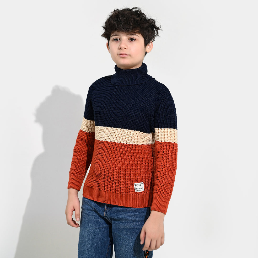 Boys Acrylic Sweater-Pop Corn - Multi