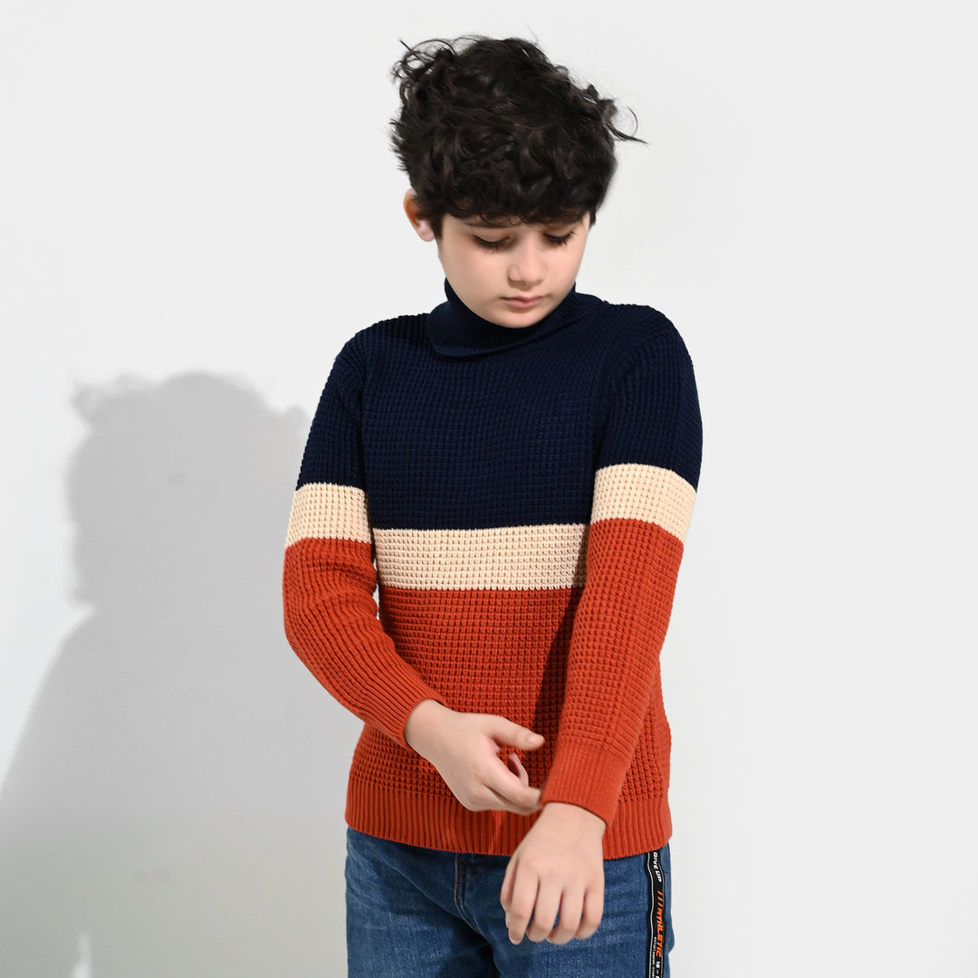 Boys Acrylic Sweater-Pop Corn - Multi