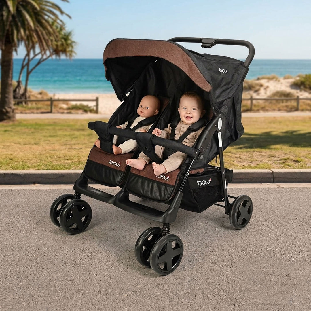 Twins Stroller Side by Side Joyous | JY212 Brown