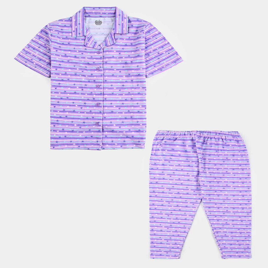 Infant Girls Drop needle Knitted Nightwear-Striper