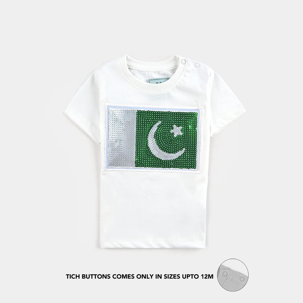 Infant Boys (Sequins Flag) T-Shirt – White