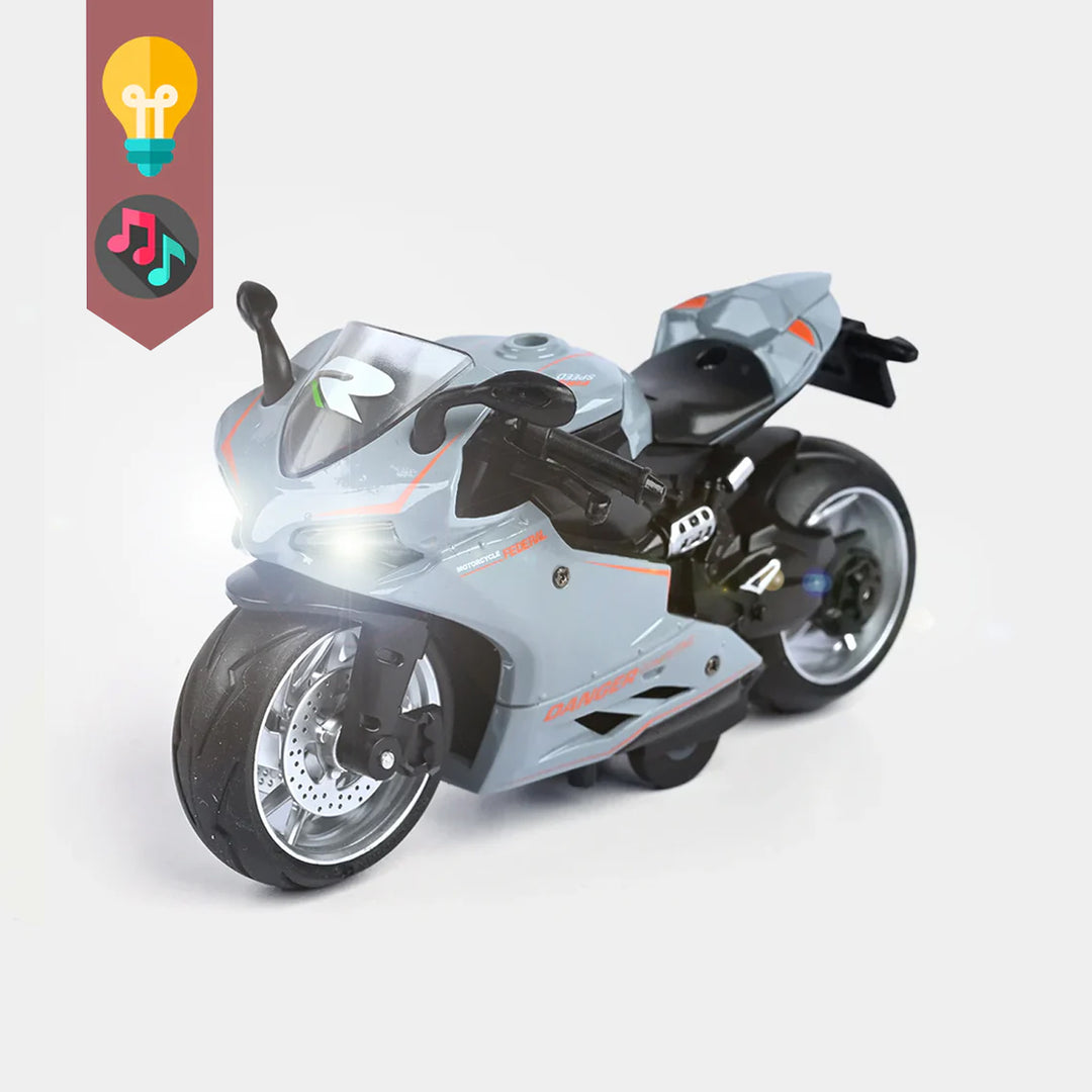 Pull Back Motorcycle With Light & Sound For Kids