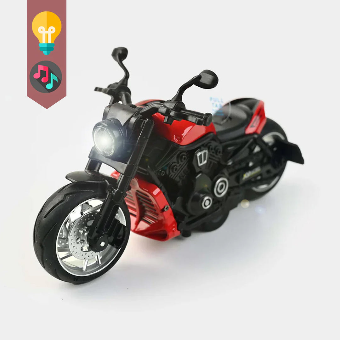 Pull Back Motorcycle With Light & Sound For Kids