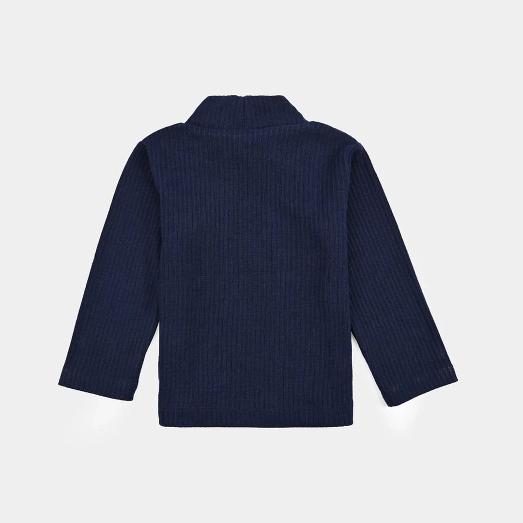 Infant Unisex Rib Turtle Neck T-Shirt - NAVY