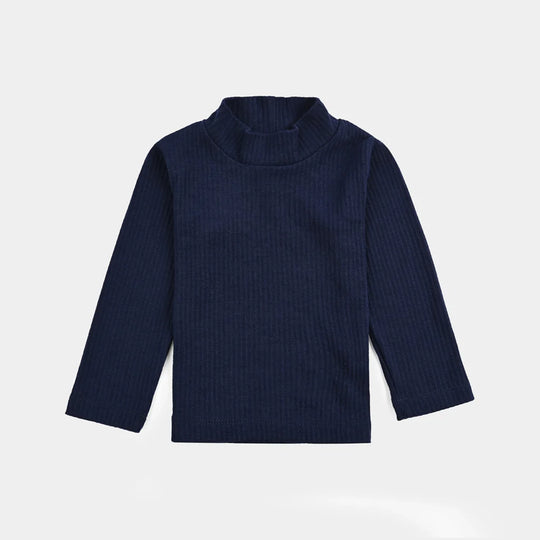 Infant Unisex Rib Turtle Neck T-Shirt - NAVY