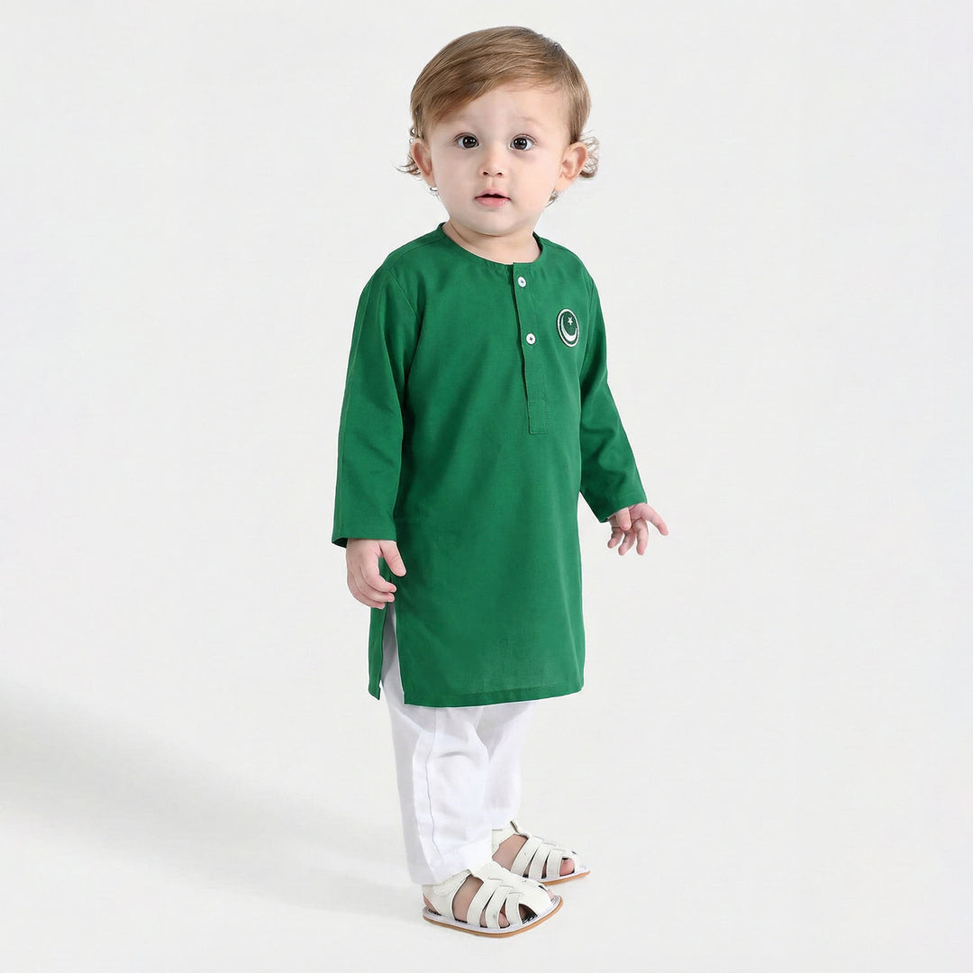 Infant Boys Cotton Poplin Kurta (Basic Funk)-GREEN