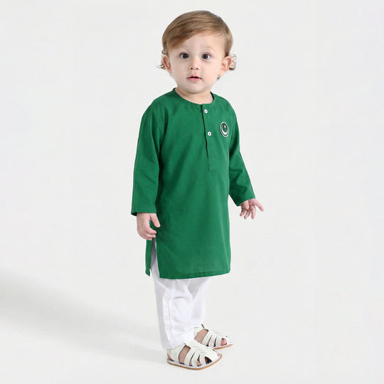 Infant Boys Cotton Poplin Kurta (Basic Funk)-GREEN