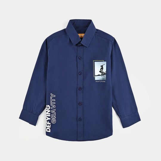 Boys Cotton Shirt - Navy