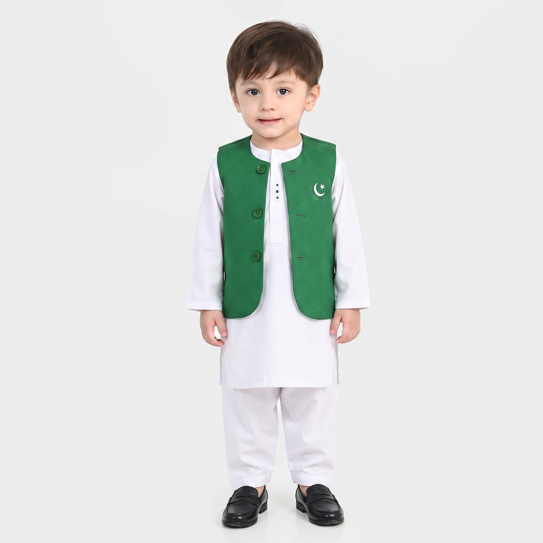 Infant Boys (Azadi) 3 Piece Suit – White
