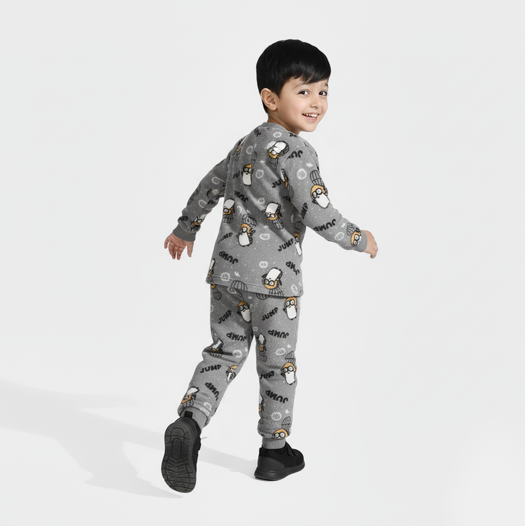 Infant Boys Sherpa Suit PENGUIN - GREY
