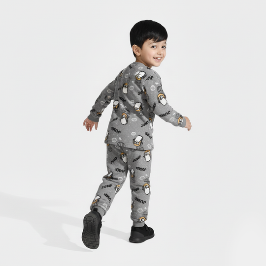 Infant Boys Sherpa Suit PENGUIN - GREY