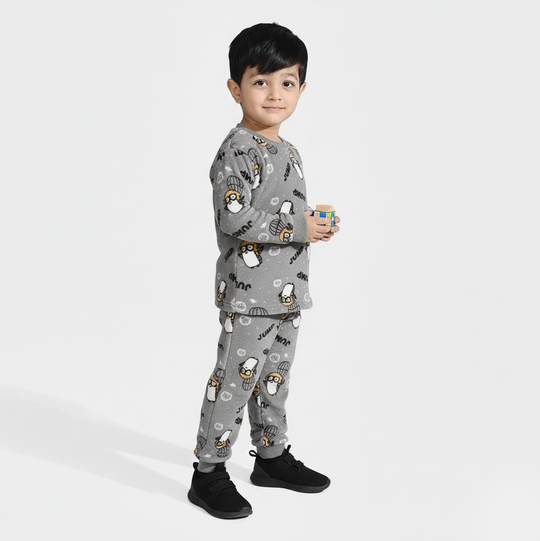 Infant Boys Sherpa Suit PENGUIN - GREY