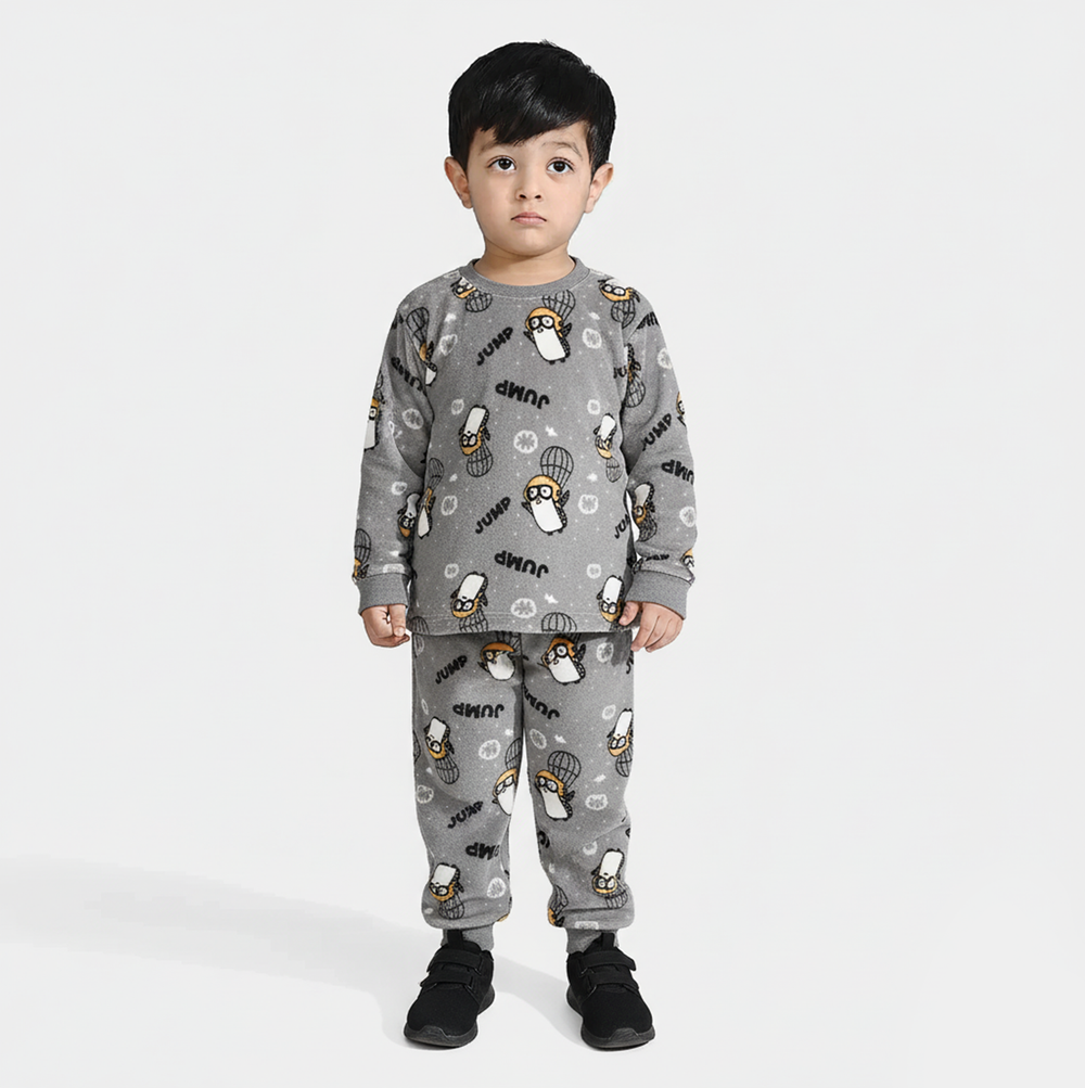 Infant Boys Sherpa Suit PENGUIN - GREY