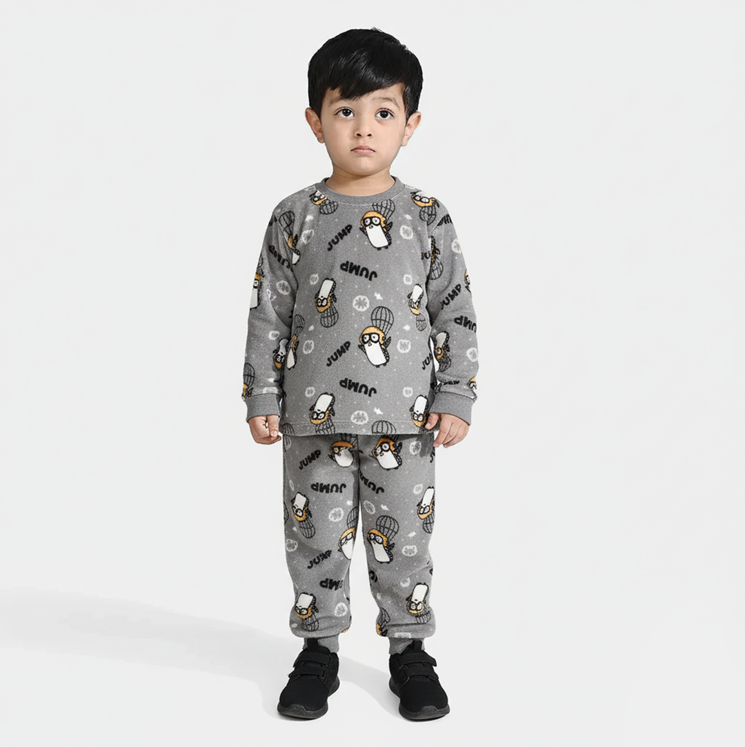 Infant Boys Sherpa Suit PENGUIN - GREY