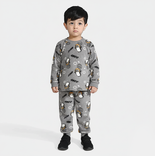 Infant Boys Sherpa Suit PENGUIN - GREY