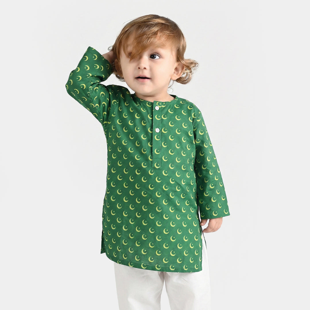 Infant Boys Printed Kurta (Azam-e-Pakistan)-GREEN
