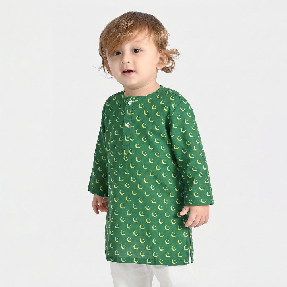 Infant Boys Printed Kurta (Azam-e-Pakistan)-GREEN