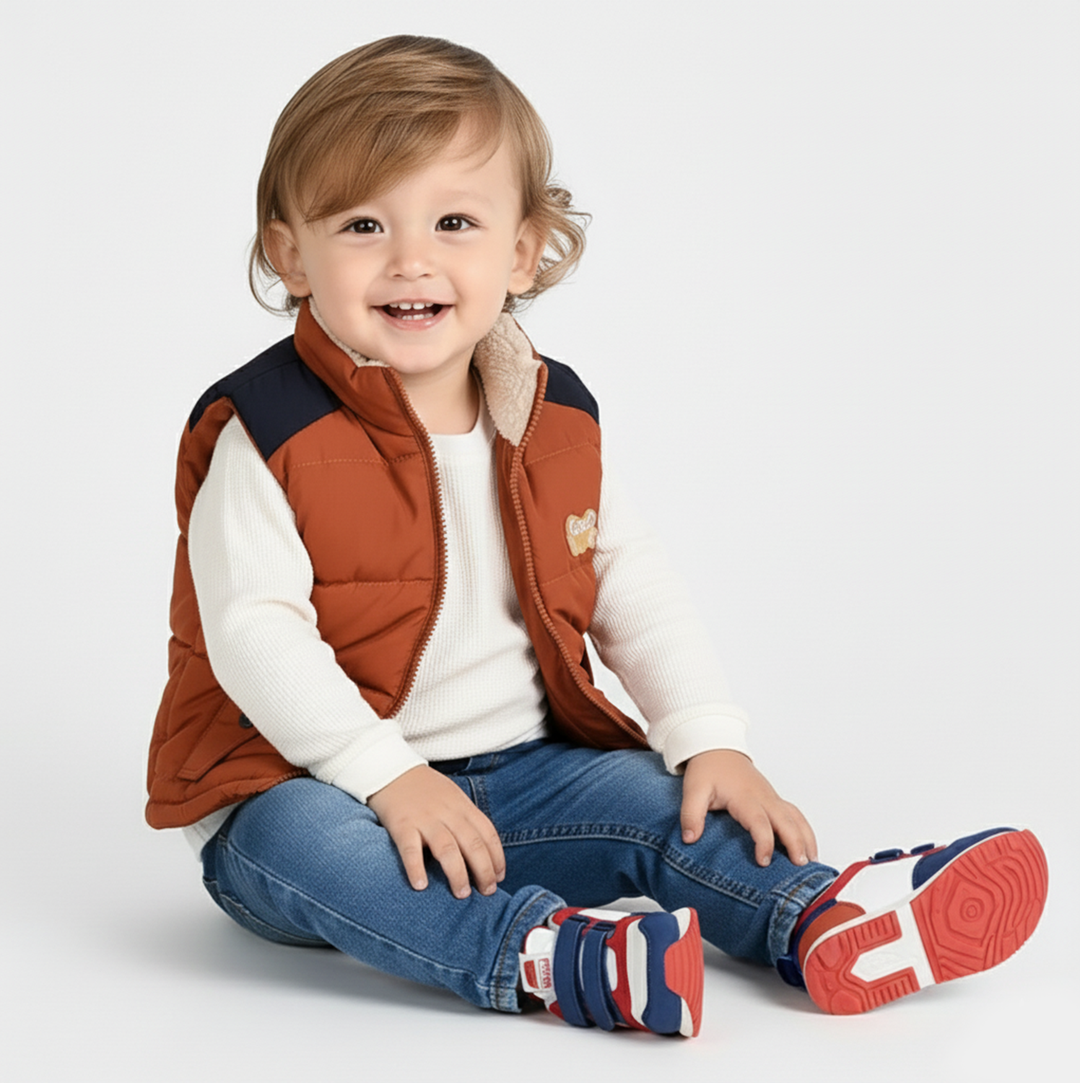 Infant Boys Quilted Jacket F/S Good Luck-ORANGE