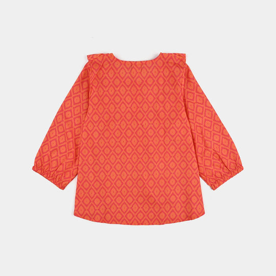 Infant Girls Poly Viscose Casual Top - Orange