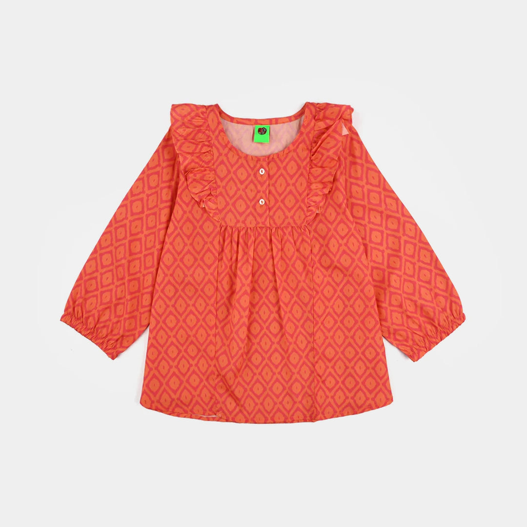 Infant Girls Poly Viscose Casual Top - Orange