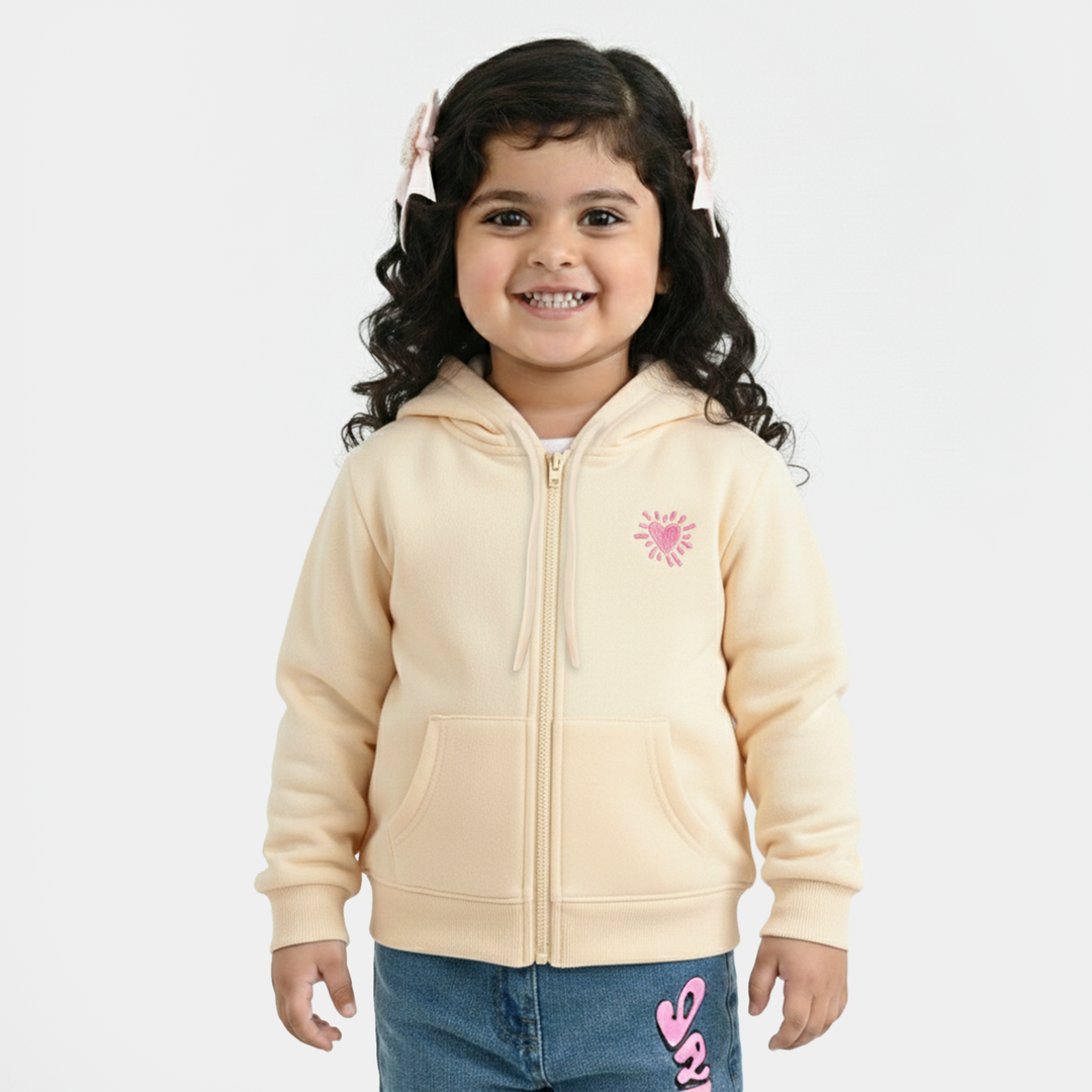 Infant Girls Fleece Knitted Jacket - Wood Ash