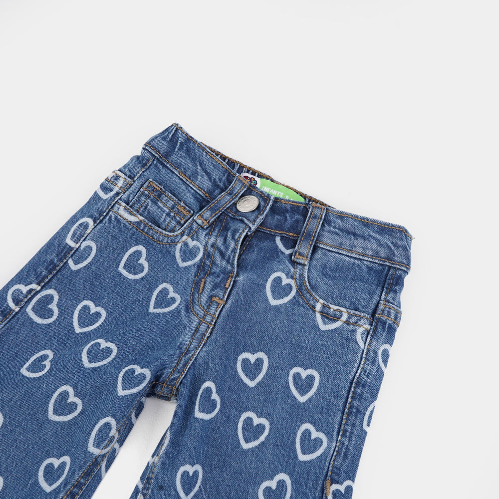 Infant Girls Denim Stretch Pant - Mid Blue