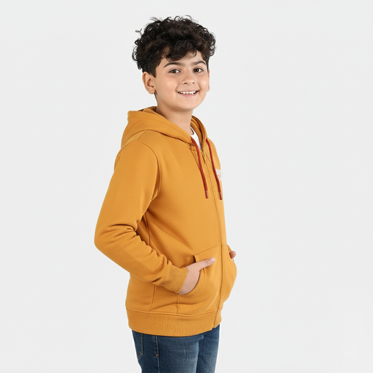 Boys Fleece Knitted Jacket Out & Play - Yellow