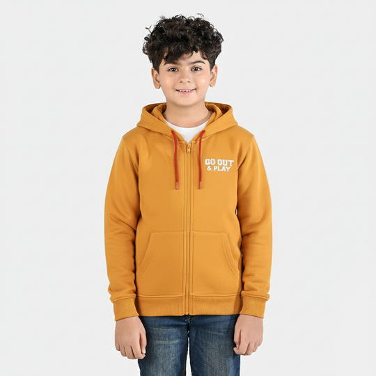 Boys Fleece Knitted Jacket Out & Play - Yellow