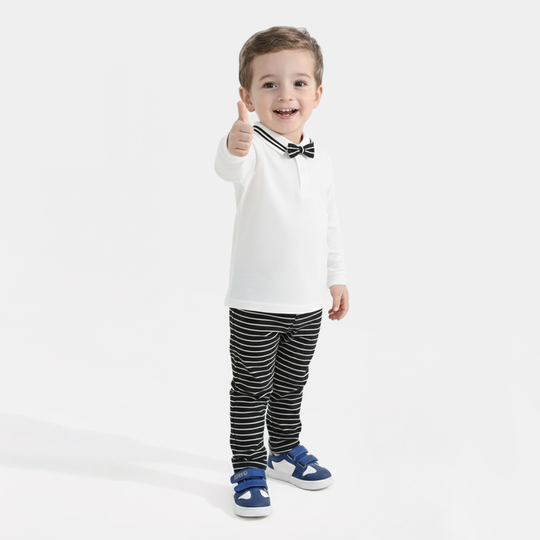 Infant Boys Jacquard Suit (Pop Up Jacquard) - White/Black