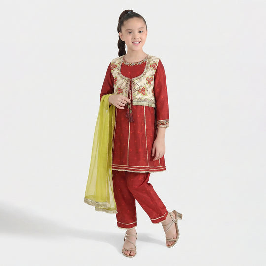 Girls Jacquard 4Pcs - Red