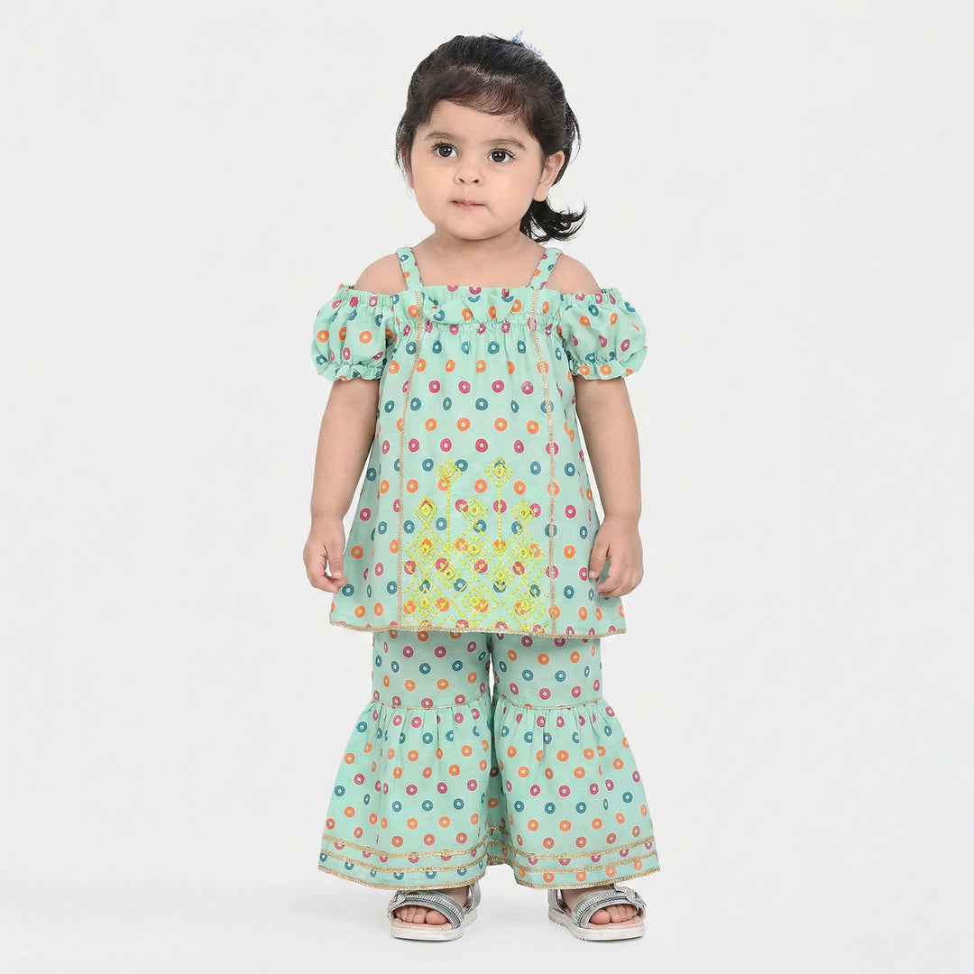 Infant Girls Raw Silk 2Pcs - Mint Green