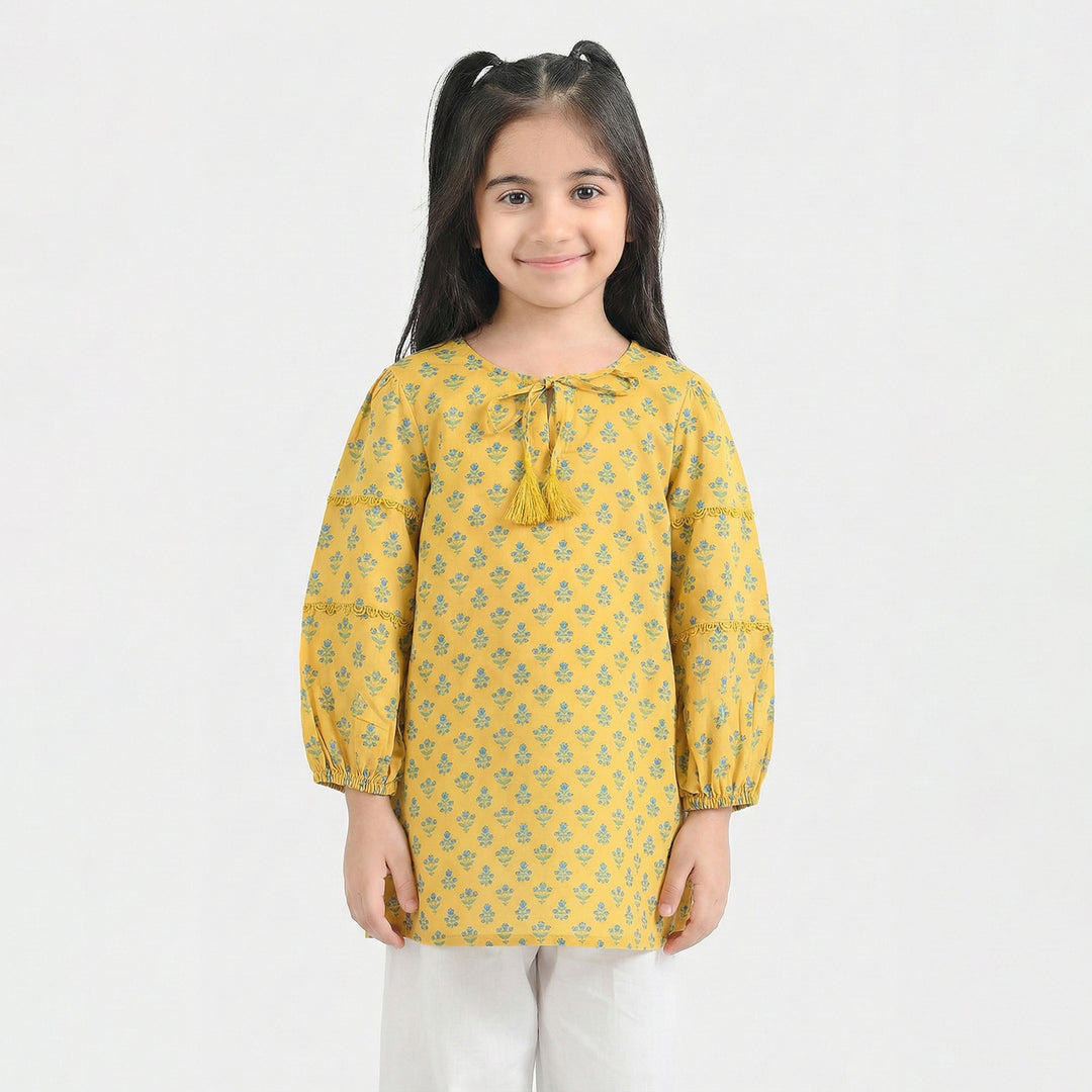Girls Cotton Casual Top Sunshine-Yellow