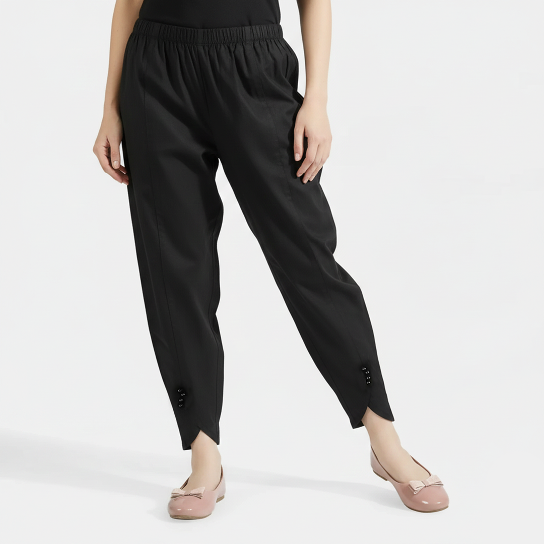 Girls Cotton Tulip Pants  - Black