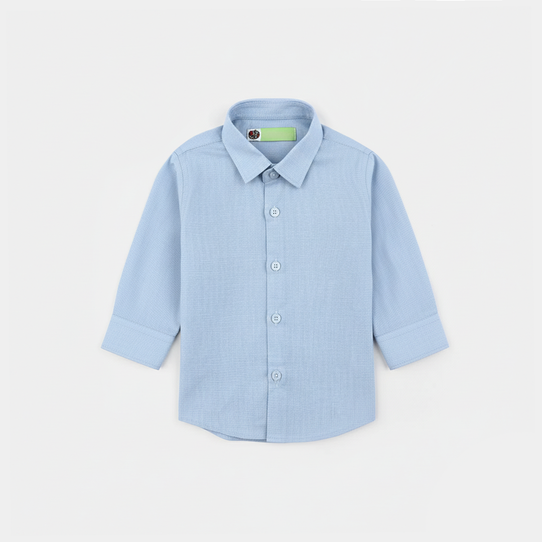 Infant Boys Chambray Formal Shirt-BLUE