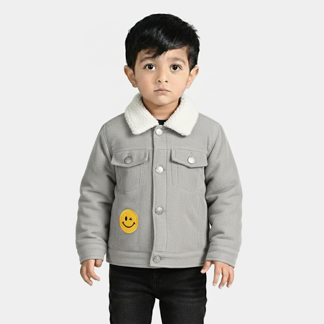 Infant Boys Corduroy Jacket Smile Face - Grey