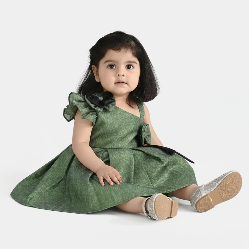 Infant Girls Organza Fancy Frock - Green