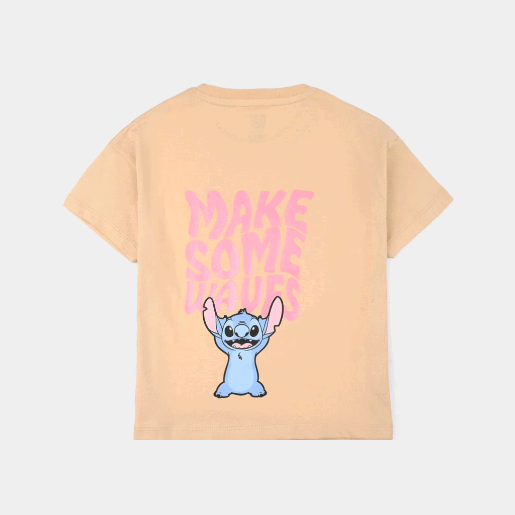 Girls Jersey/Terry T-Shirt (Vacay Mood) - Apricot